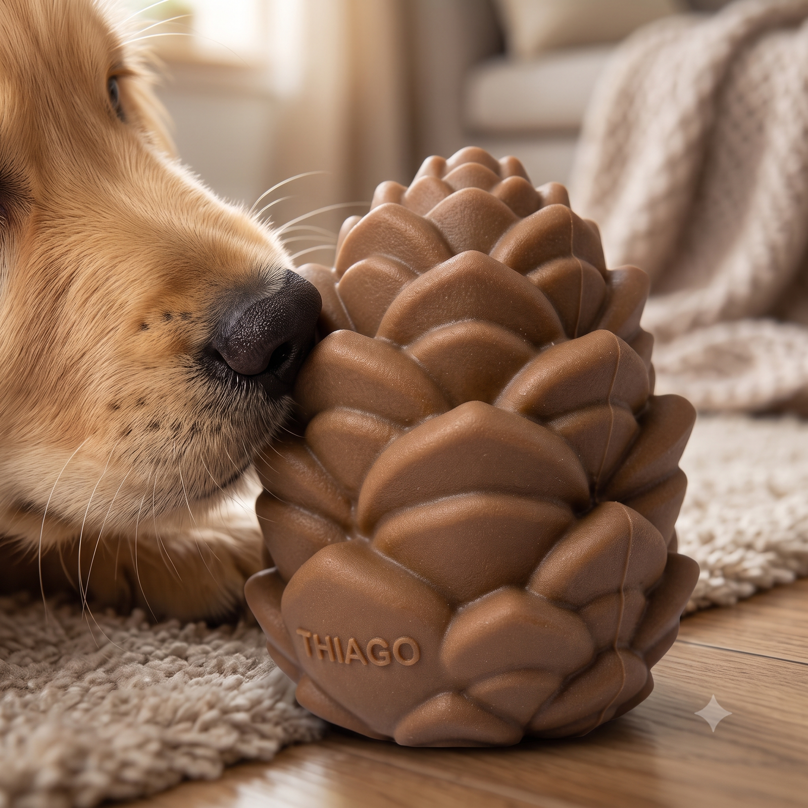 Thiago Pet Shop LLC Pinecone Dog Chew Toy - Heavy Duty Rubber Teething & Puzzle Toy - Image 4