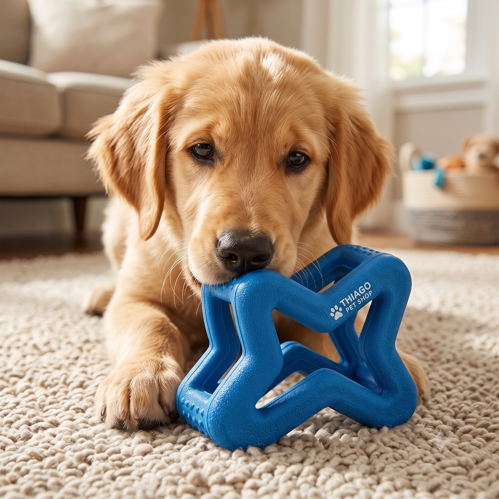 Thiago Pet Shop LLC Durable 3D Star Dog Chew Toy - Geometric Rubber Fetch & Teething Toy - Image 4