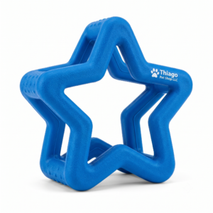 Thiago Pet Shop LLC Durable 3D Star Dog Chew Toy - Geometric Rubber Fetch & Teething Toy