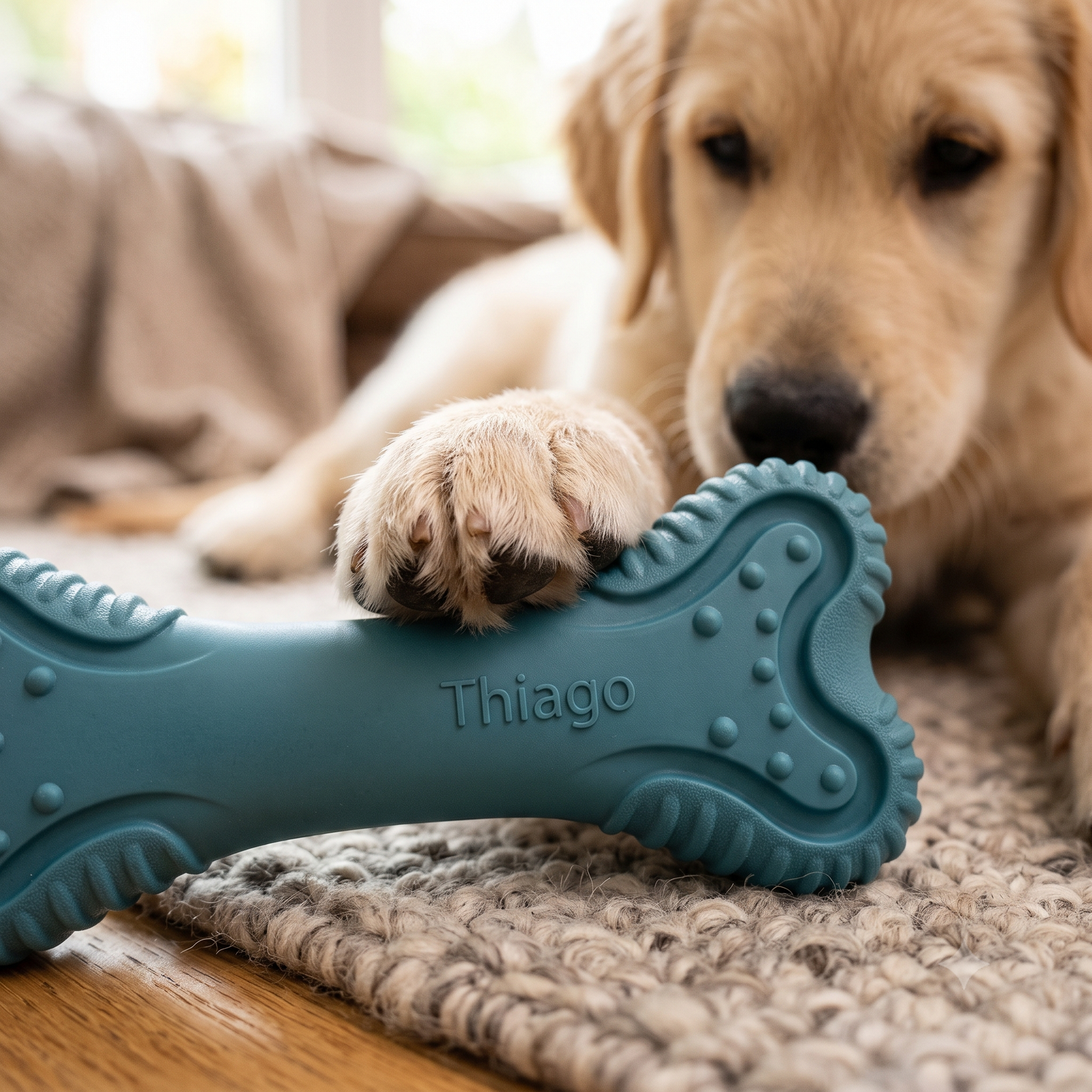 Thiago Pet Shop LLC Heavy Duty Rubber Bone Dog Chew Toy - Durable Dental Teething Toy - Image 4