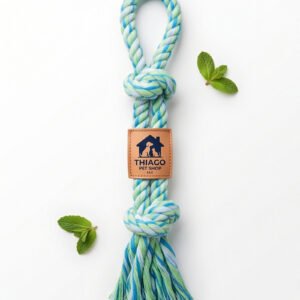 Thiago Pet Shop LLC Knotted Dog Tug Rope Toy with Loop Handle - Blue and Green