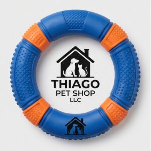 Thiago Pet Shop LLC Textured Dog Ring Toy - Blue and Orange