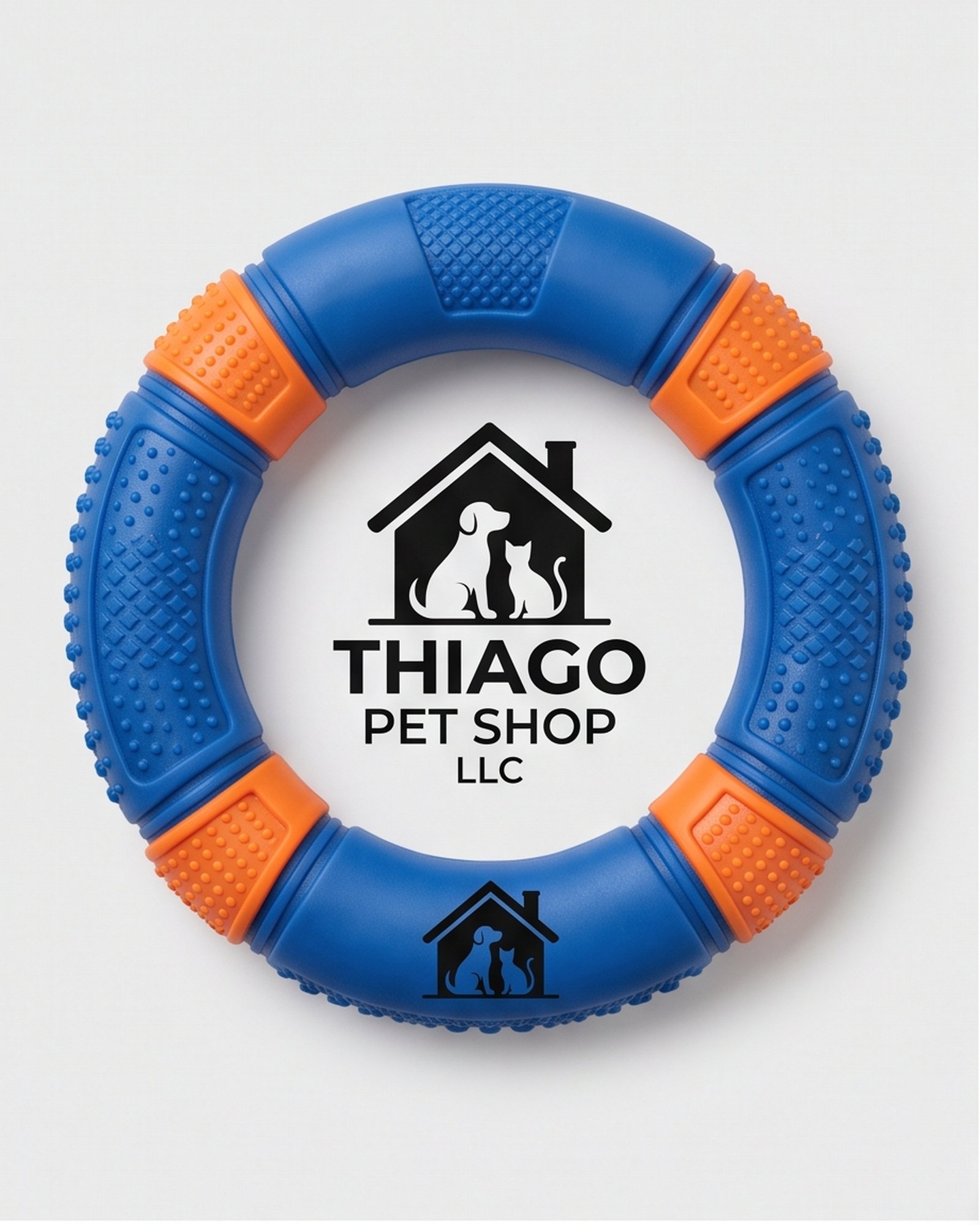 Thiago Pet Shop LLC Textured Dog Ring Toy - Blue and Orange