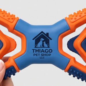Thiago Pet Shop LLC X-Shaped Textured Dog Chew Toy - Orange and Blue