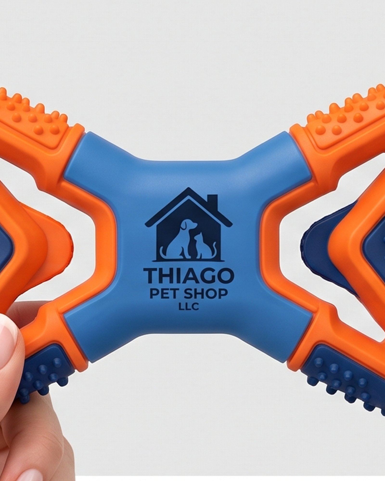 Thiago Pet Shop LLC X-Shaped Textured Dog Chew Toy - Orange and Blue