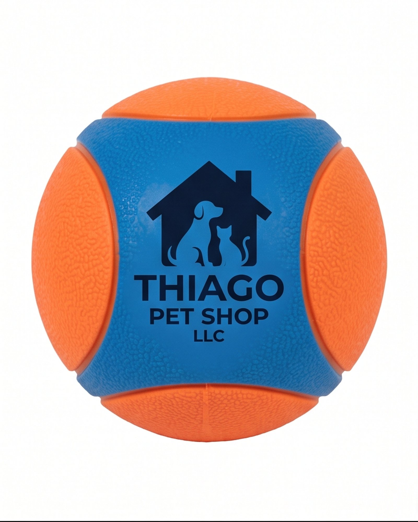 Thiago Pet Shop LLC Textured Dog Fetch Ball Toy - Orange and Blue