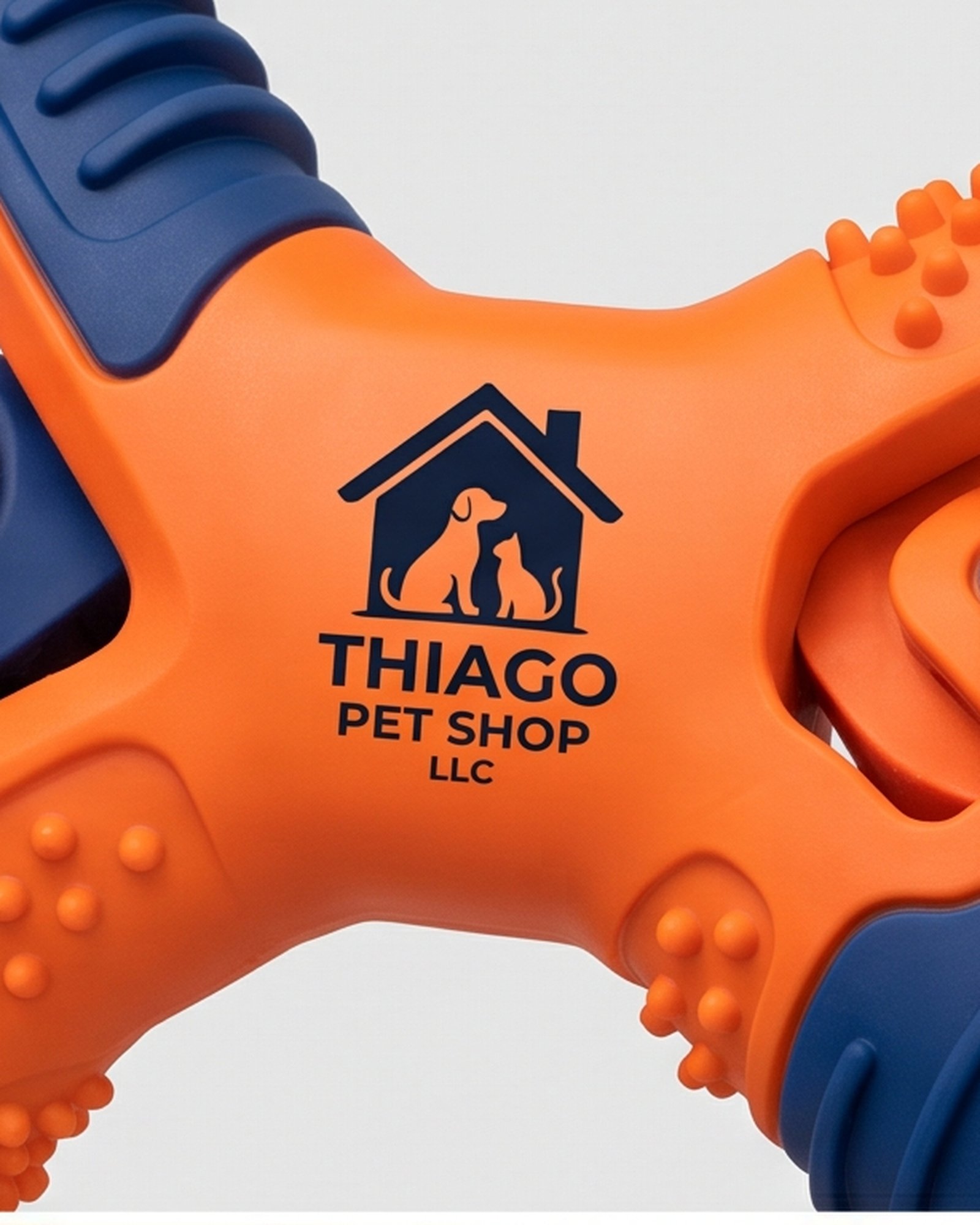Thiago Pet Shop LLC X-Shaped Textured Dog Chew Toy - Orange and Blue - Image 2