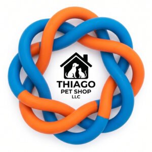 Thiago Pet Shop LLC Woven Open-Lattice Dog Ball Toy - Orange and Blue