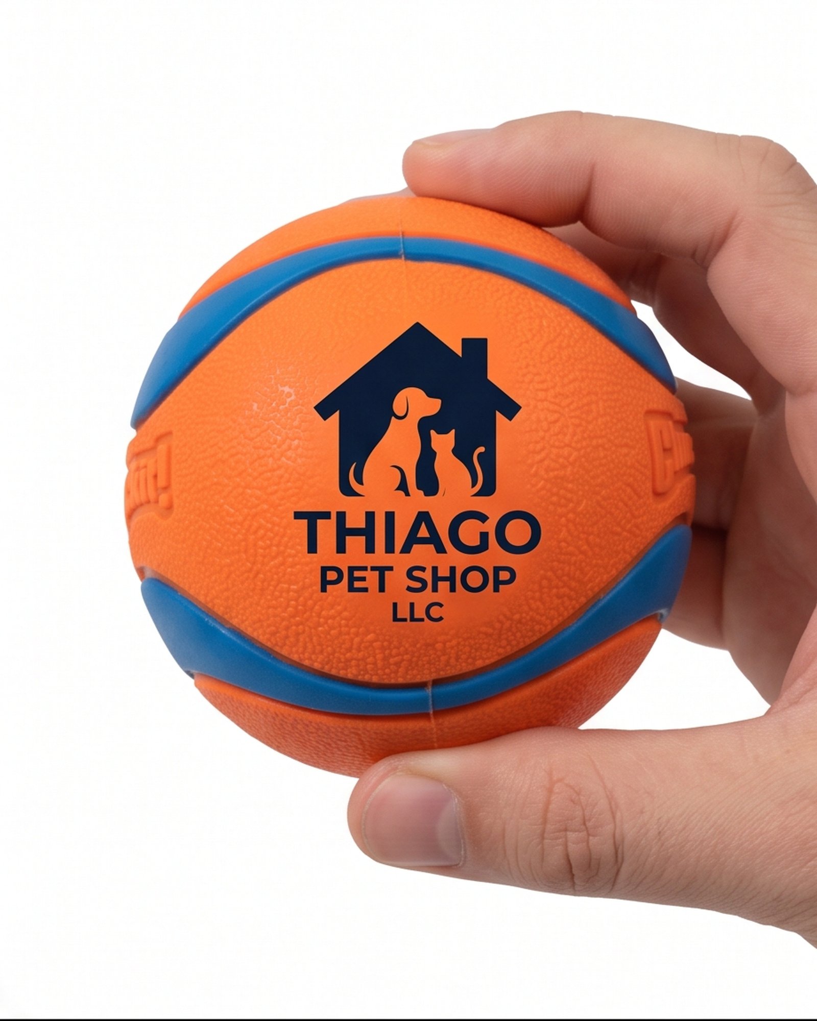 Thiago Pet Shop LLC Textured Dog Fetch Ball Toy - Orange and Blue - Image 2