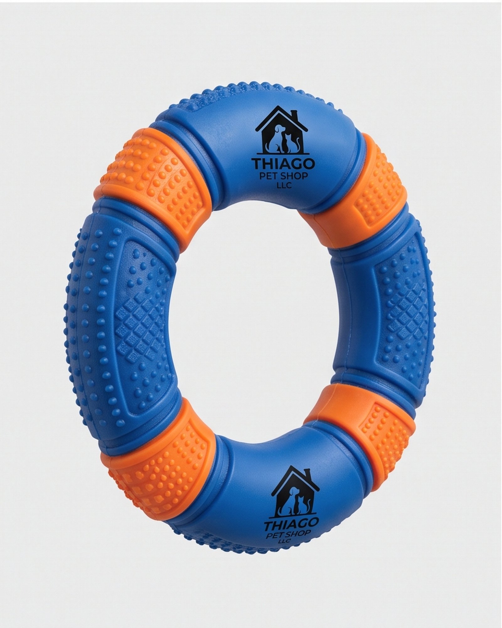 Thiago Pet Shop LLC Textured Dog Ring Toy - Blue and Orange - Image 3