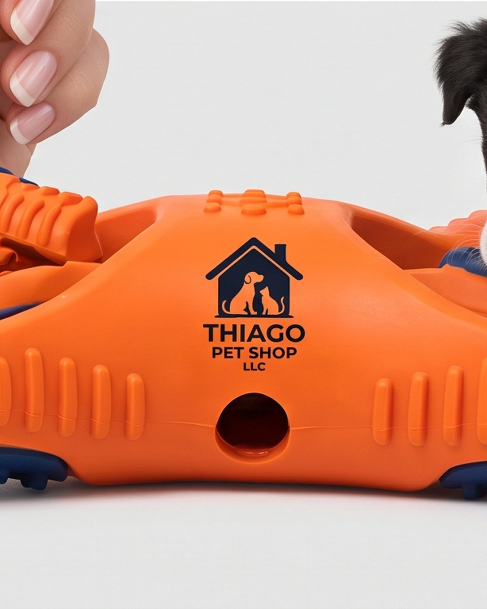Thiago Pet Shop LLC X-Shaped Textured Dog Chew Toy - Orange and Blue - Image 3