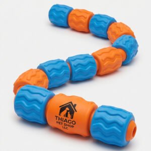 Thiago Pet Shop LLC Segmented Flexible Pet Chew and Tug Toy - Orange and Blue