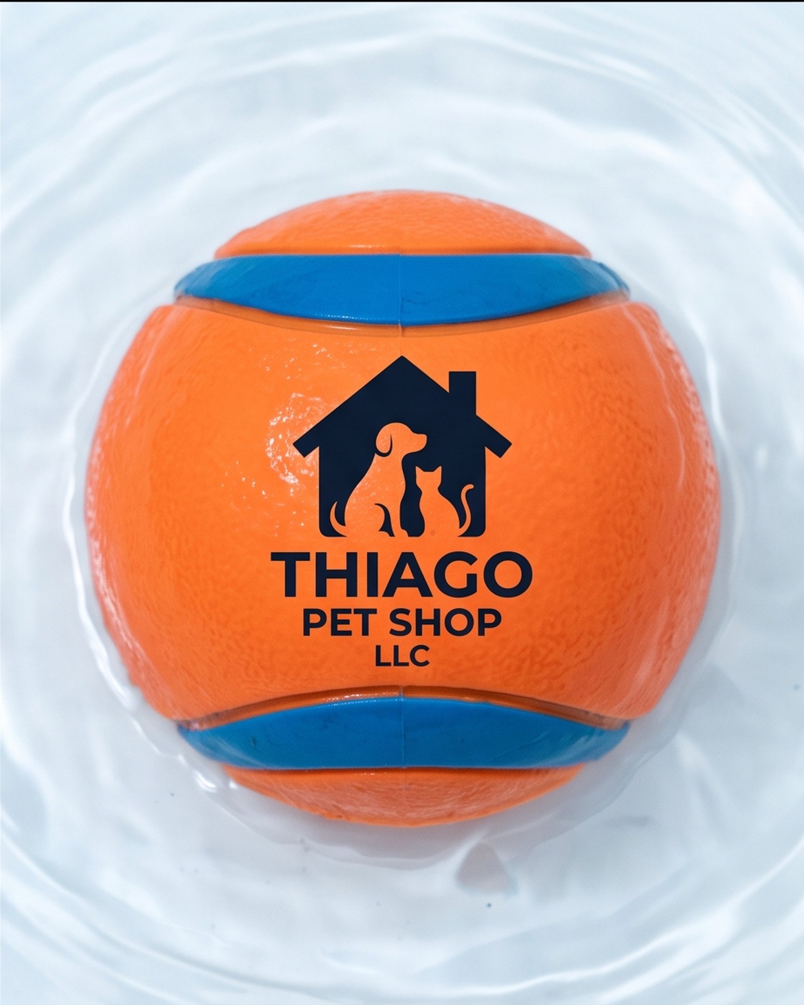 Thiago Pet Shop LLC Textured Dog Fetch Ball Toy - Orange and Blue - Image 4