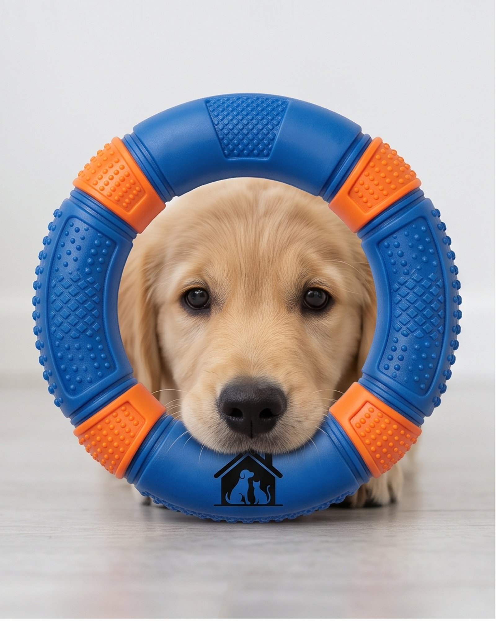 Thiago Pet Shop LLC Textured Dog Ring Toy - Blue and Orange - Image 5