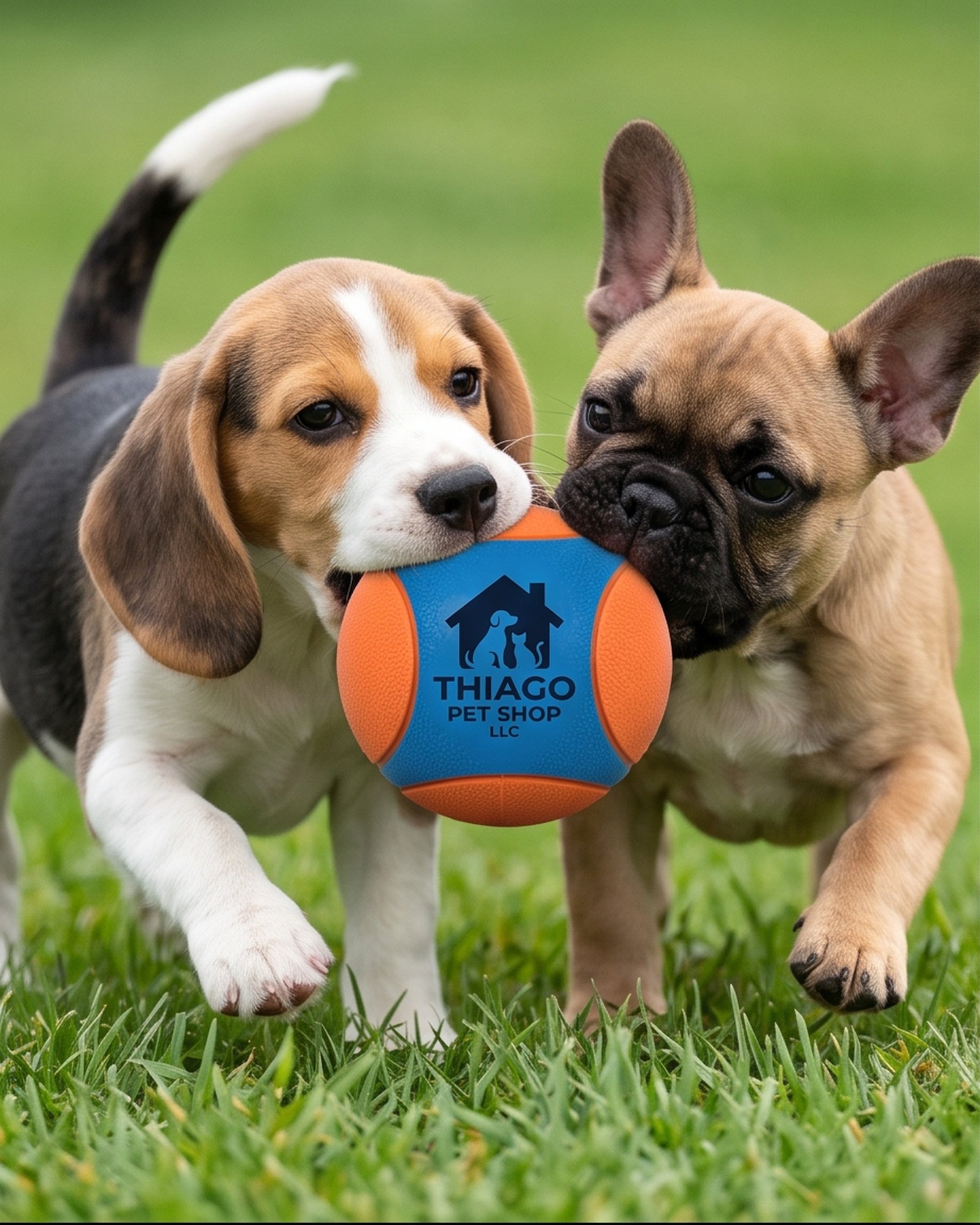 Thiago Pet Shop LLC Textured Dog Fetch Ball Toy - Orange and Blue - Image 5