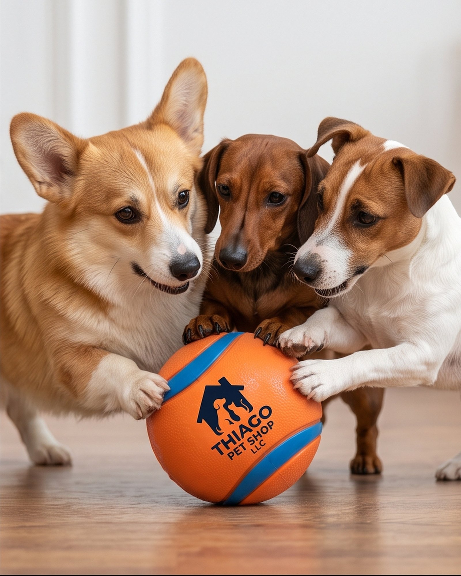 Thiago Pet Shop LLC Textured Dog Fetch Ball Toy - Orange and Blue - Image 6