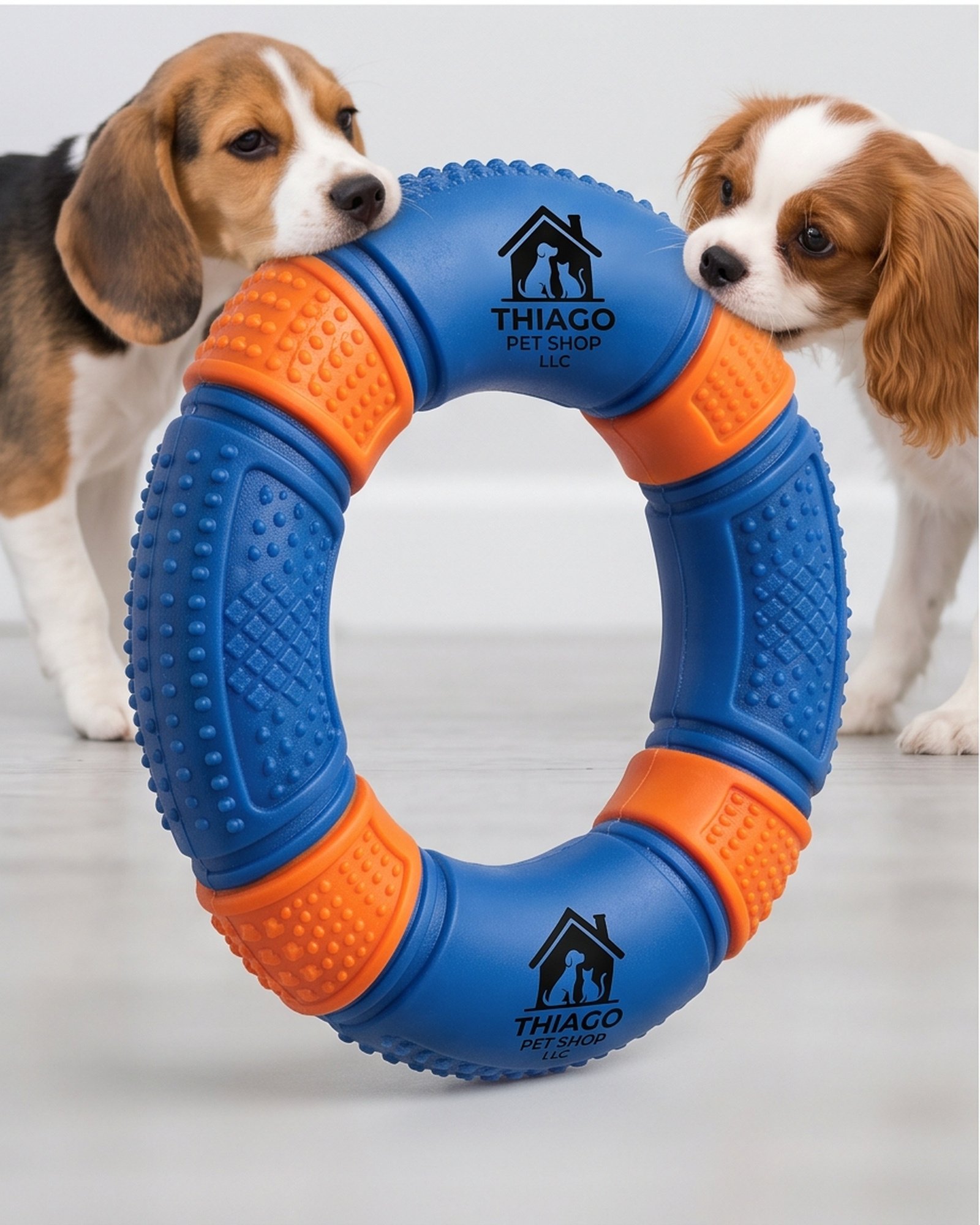 Thiago Pet Shop LLC Textured Dog Ring Toy - Blue and Orange - Image 7