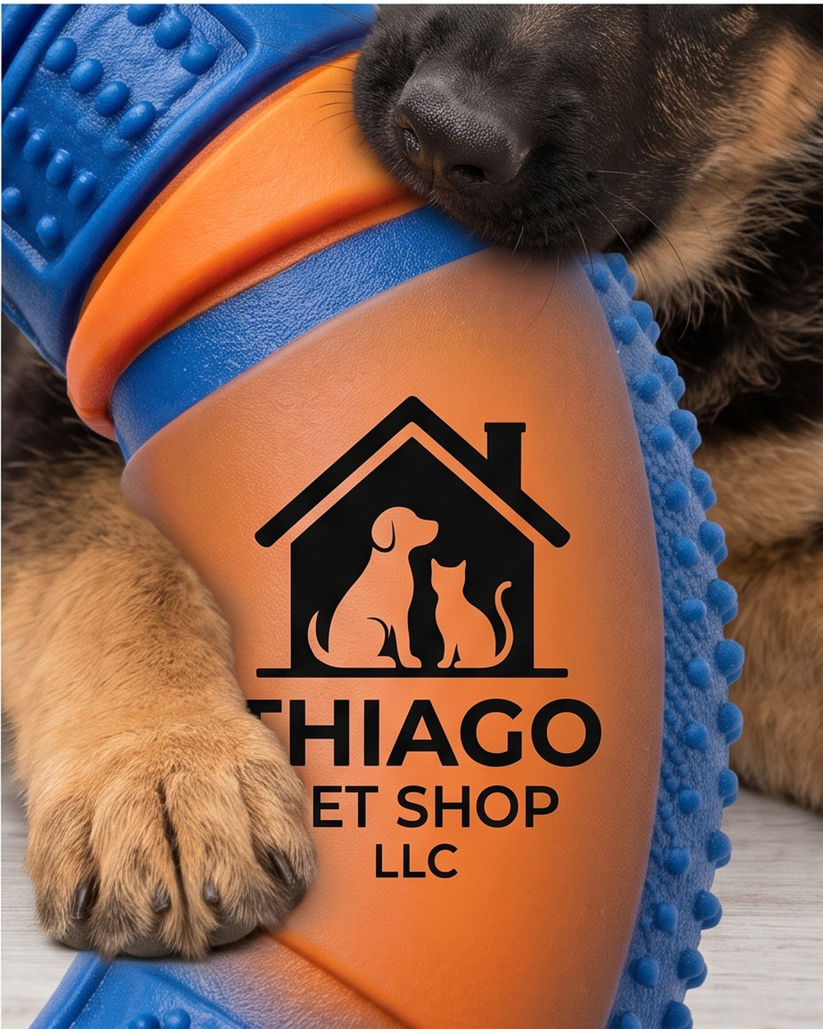 Thiago Pet Shop LLC Textured Dog Ring Toy - Blue and Orange - Image 8