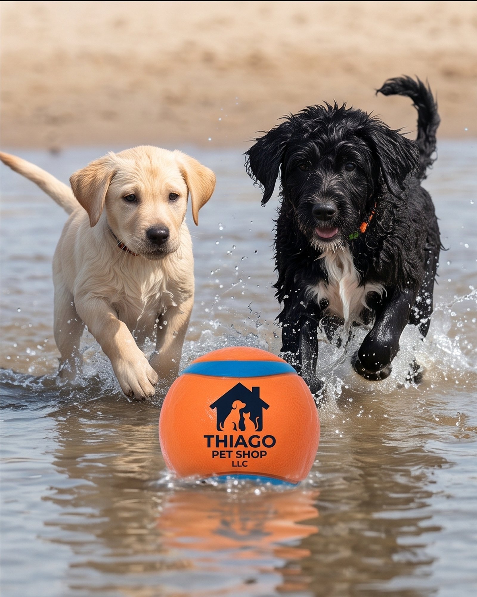 Thiago Pet Shop LLC Textured Dog Fetch Ball Toy - Orange and Blue - Image 8